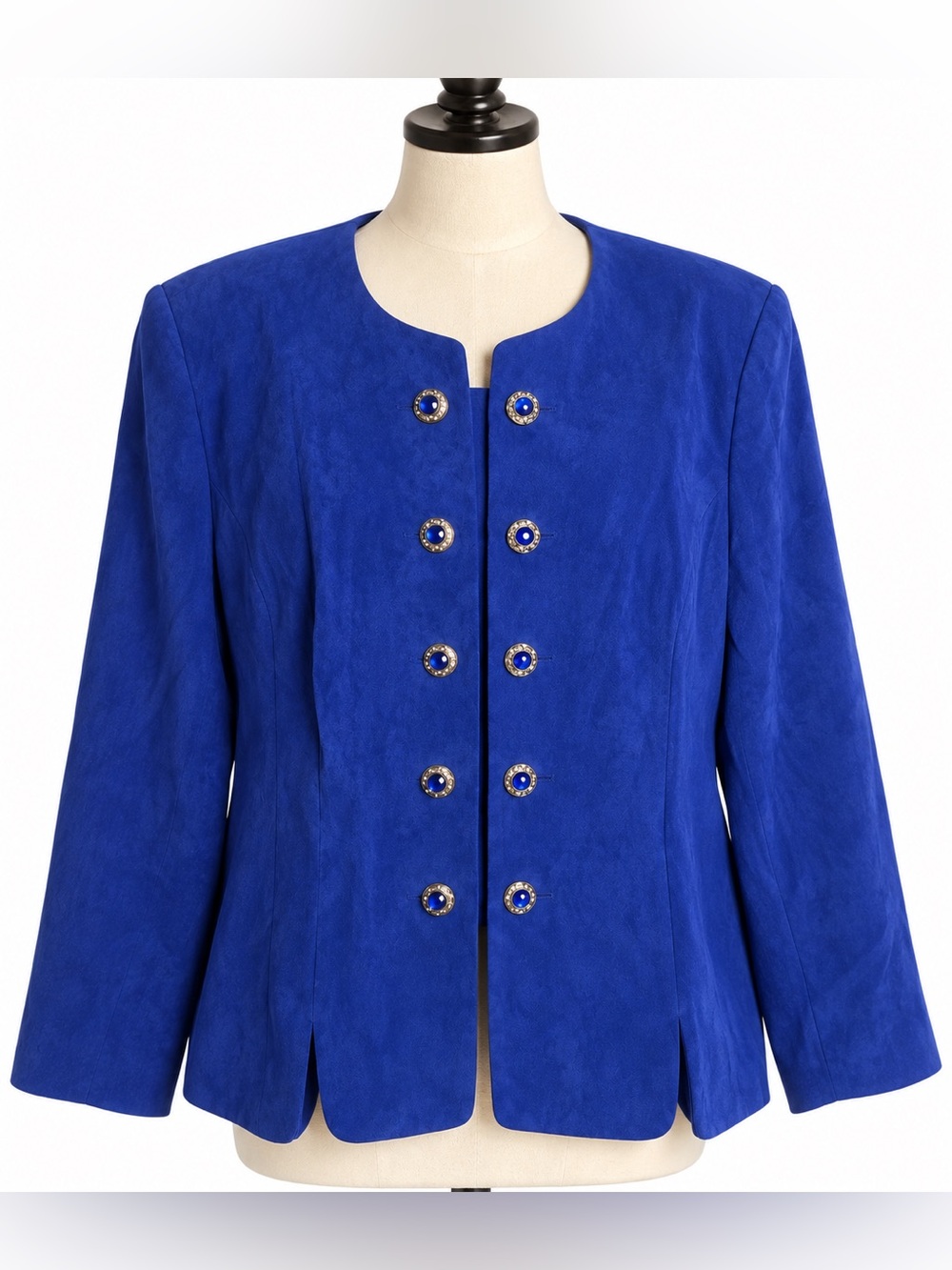 Vintage Leslie Fay Royal Blue Suede Button-Front Blazer